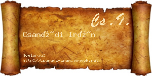 Csanádi Irén névjegykártya