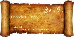 Csanádi Irén névjegykártya